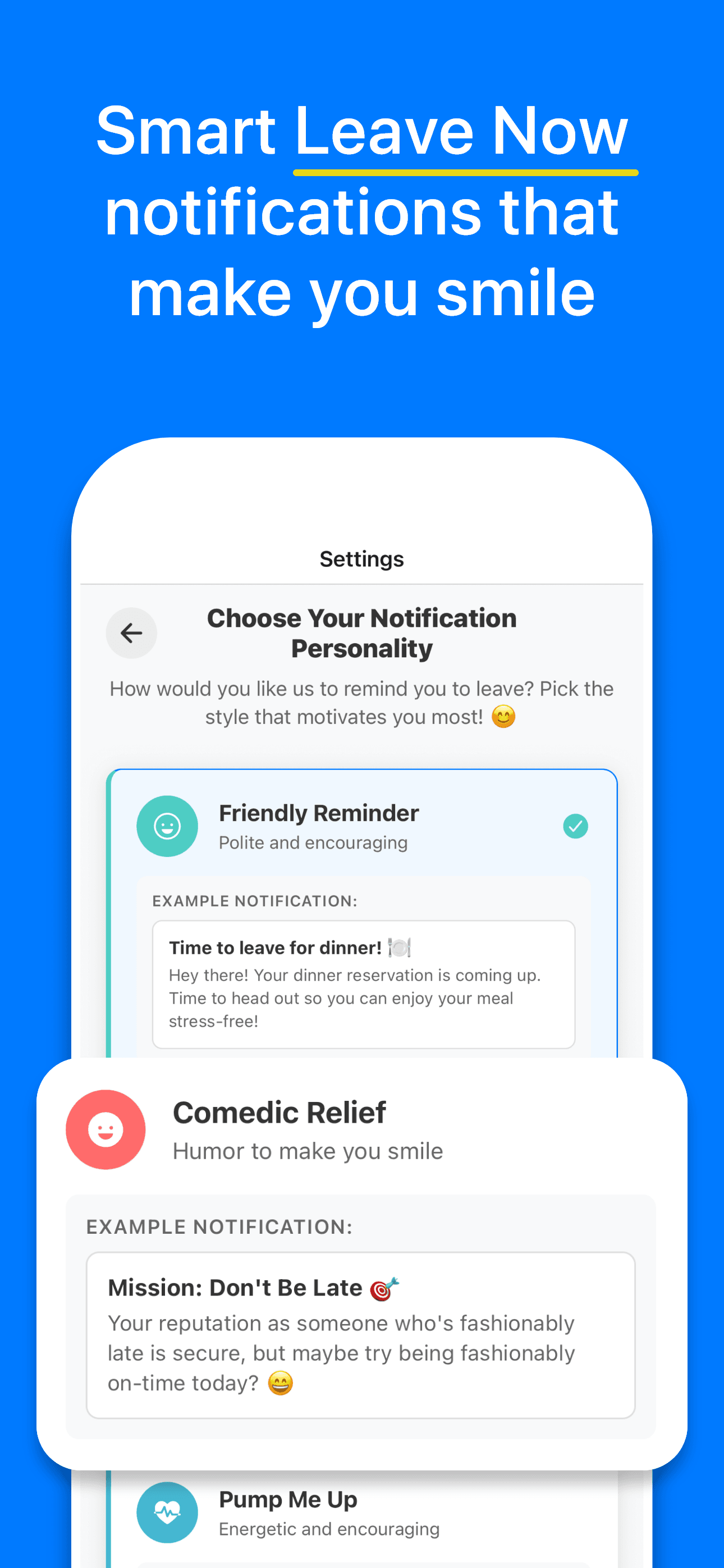 Can't be Late calendar integration listing upcoming iPhone calendar events with destinations